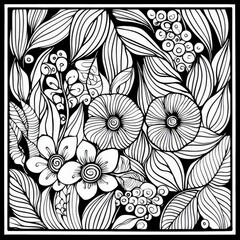Fototapeta premium Simple Floral Motif Design with Elegant Lines and Intricate Details