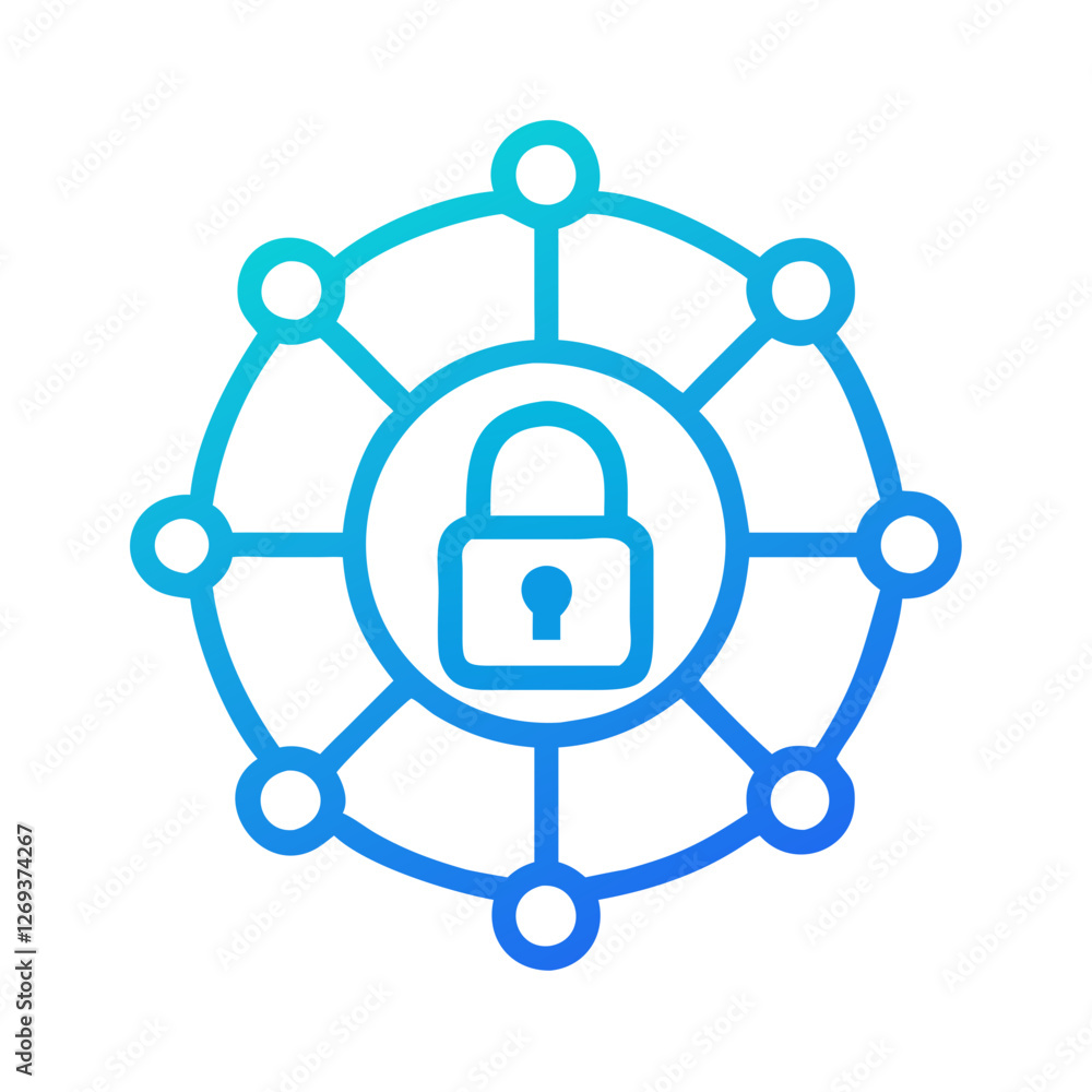 Poster secure network icon vector - minimalist symbol for dark web threat prevention