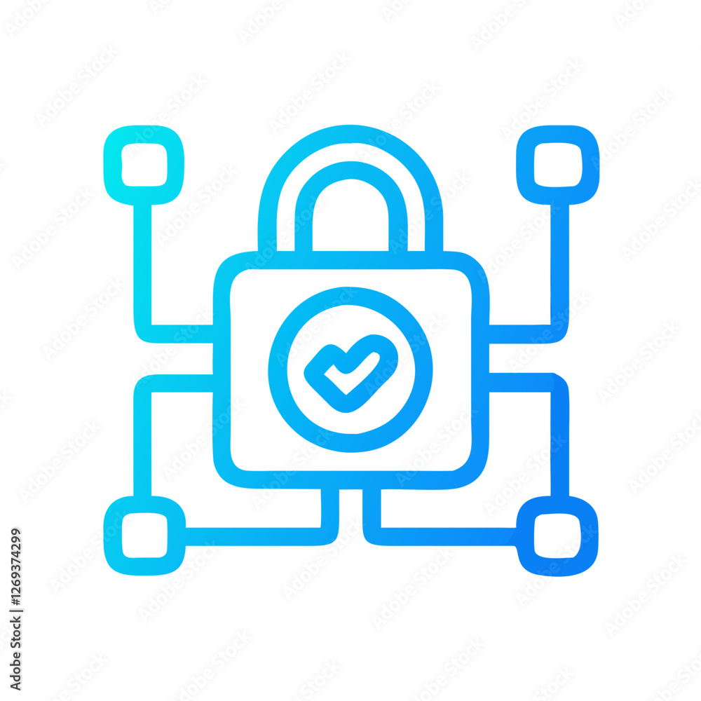 Poster secure network icon vector - minimalist symbol for dark web threat prevention