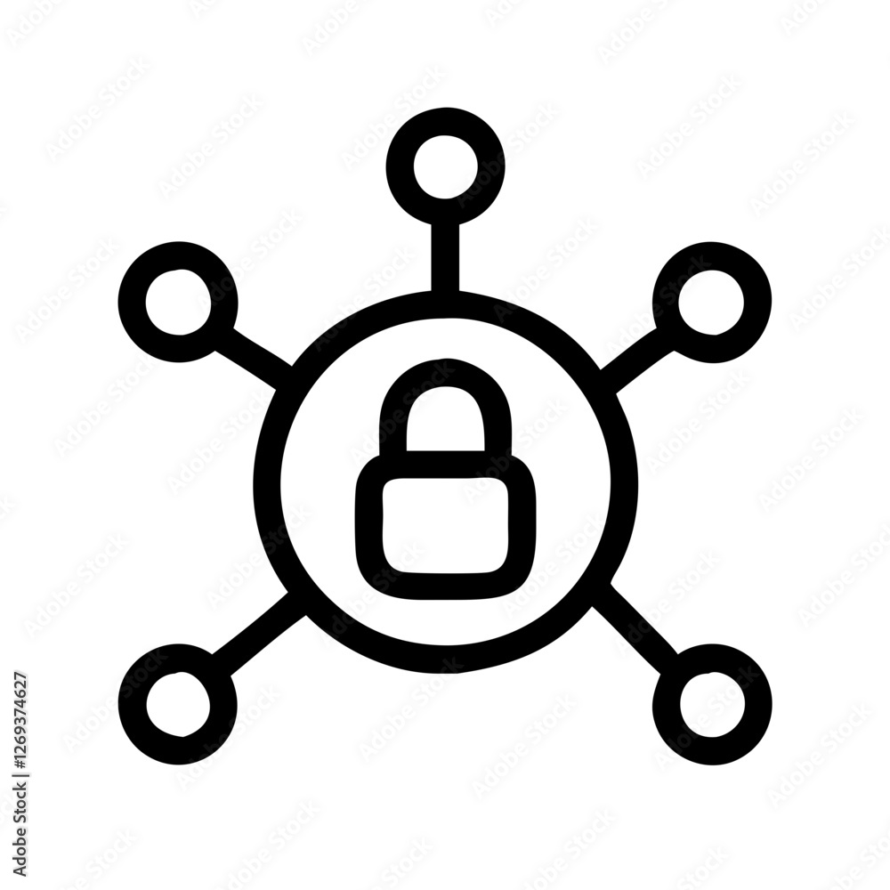 Aufkleber secure network shield icon vector - tech symbol for cloud-native threat prevention.
