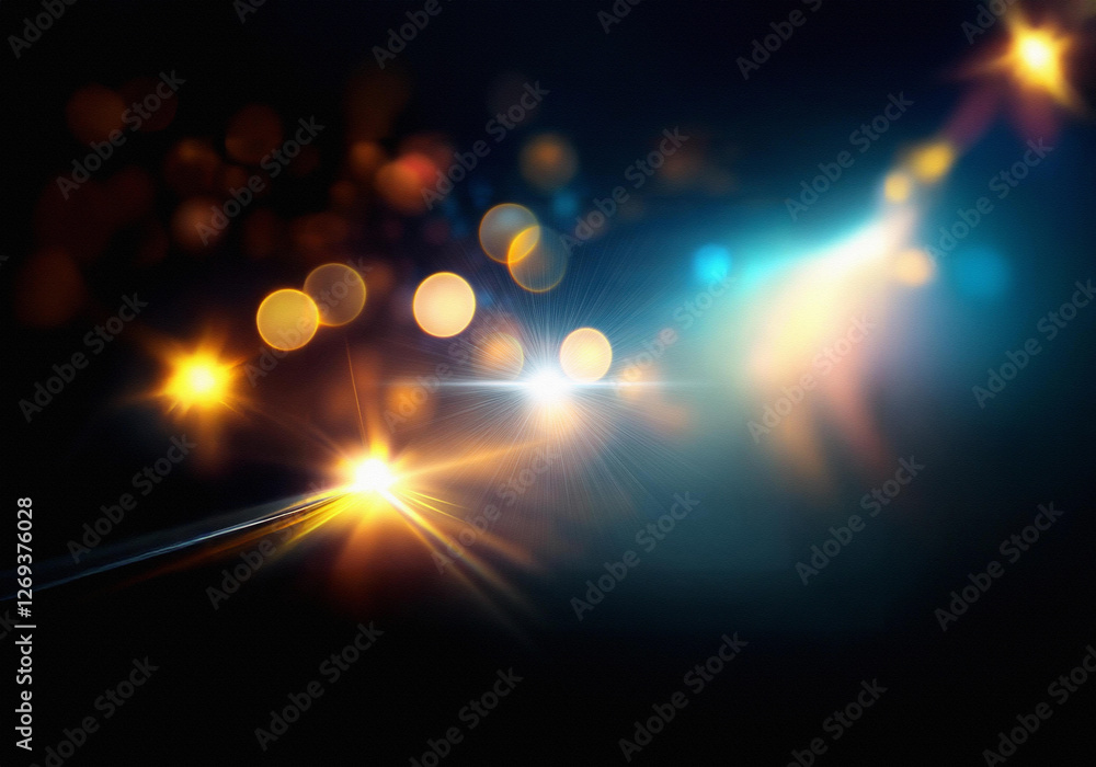 Poster abstract background with blurred lights and a bright starburst.