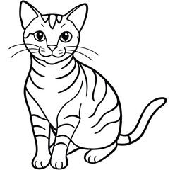 Adorable cute fluffy cat hand drawn icon cartoon character line art vector illustration outline image