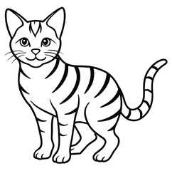 Adorable cute fluffy cat hand drawn icon cartoon character line art vector illustration outline image