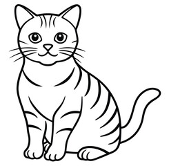 Adorable cute fluffy cat hand drawn icon cartoon character line art vector illustration outline image