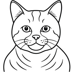 Adorable cute fluffy cat hand drawn icon cartoon character line art vector illustration outline image