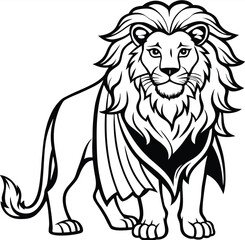Simple majestic royal king ferocious angry wild lion full body, face, mascot logo, crown symbol, black and white symbol design elegant logo premium luxury brand identity icon silhouette vector image 