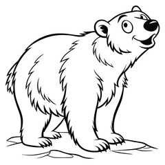 Simple majestic ferocious wild polar bear full body, face, black and white symbol design elegant logo premium luxury brand identity icon silhouette vector image illustration template outline.