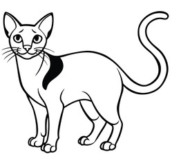 Adorable cute fluffy cat hand drawn icon cartoon character line art vector illustration outline image