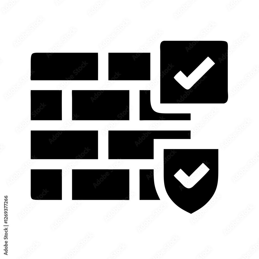 Poster flat firewall protection icon vector - minimal design for iot security cloud defense