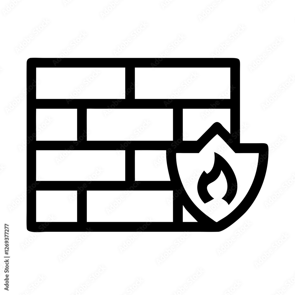 Poster flat firewall protection icon vector - minimal design for iot security cloud defense