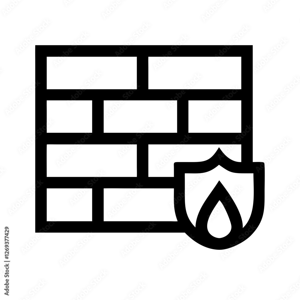 Poster firewall shield icon vector - modern symbol for zero trust architecture security