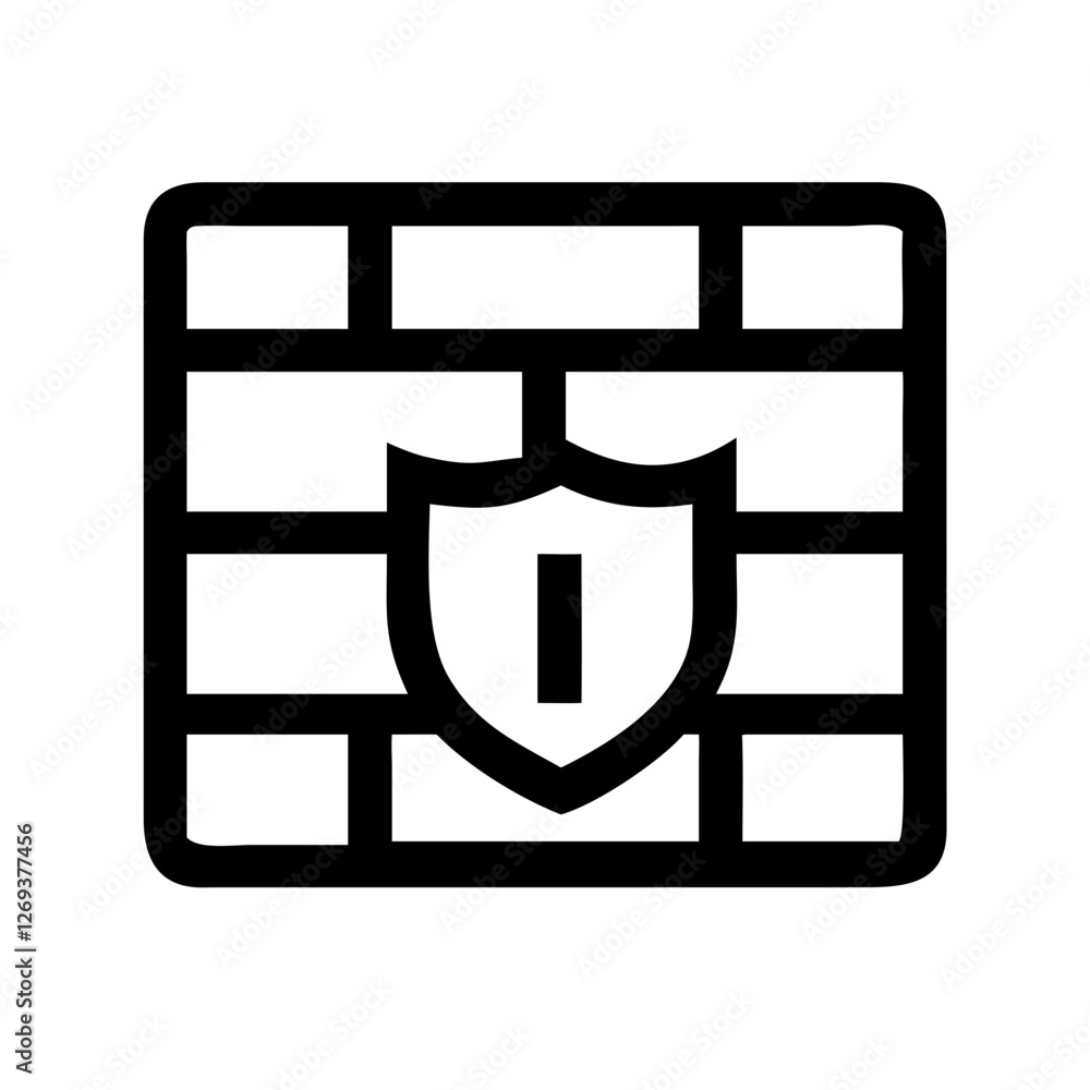 Poster firewall shield icon vector - modern symbol for zero trust architecture security