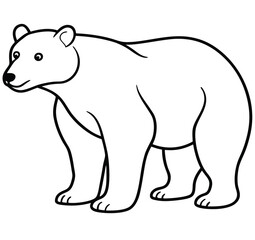 Simple majestic ferocious wild polar bear full body, face, black and white symbol design elegant logo premium luxury brand identity icon silhouette vector image illustration template outline.