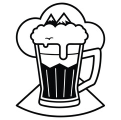 Mug of Beer, a delightful design isolated vector sketch freehand outline hand drawn sketchy line art icon sign silhouette illustration