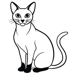 Elegant Siamese Cat Line Art Illustration for Modern Designs mascot logo symbol design elegant logo premium luxury brand identity icon silhouette vector image 