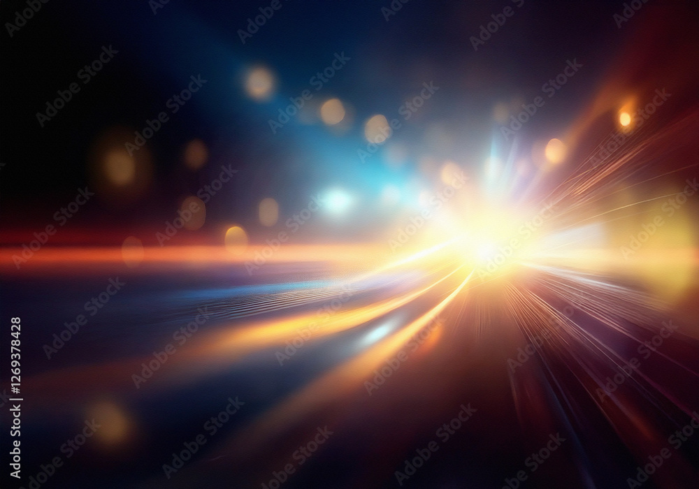 Poster abstract background with blurred lights and a glowing curve.