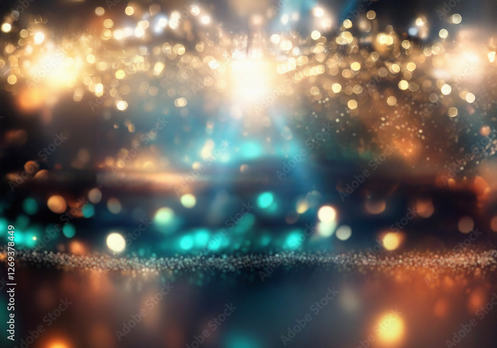 Poster abstract background with bokeh lights and glitter.