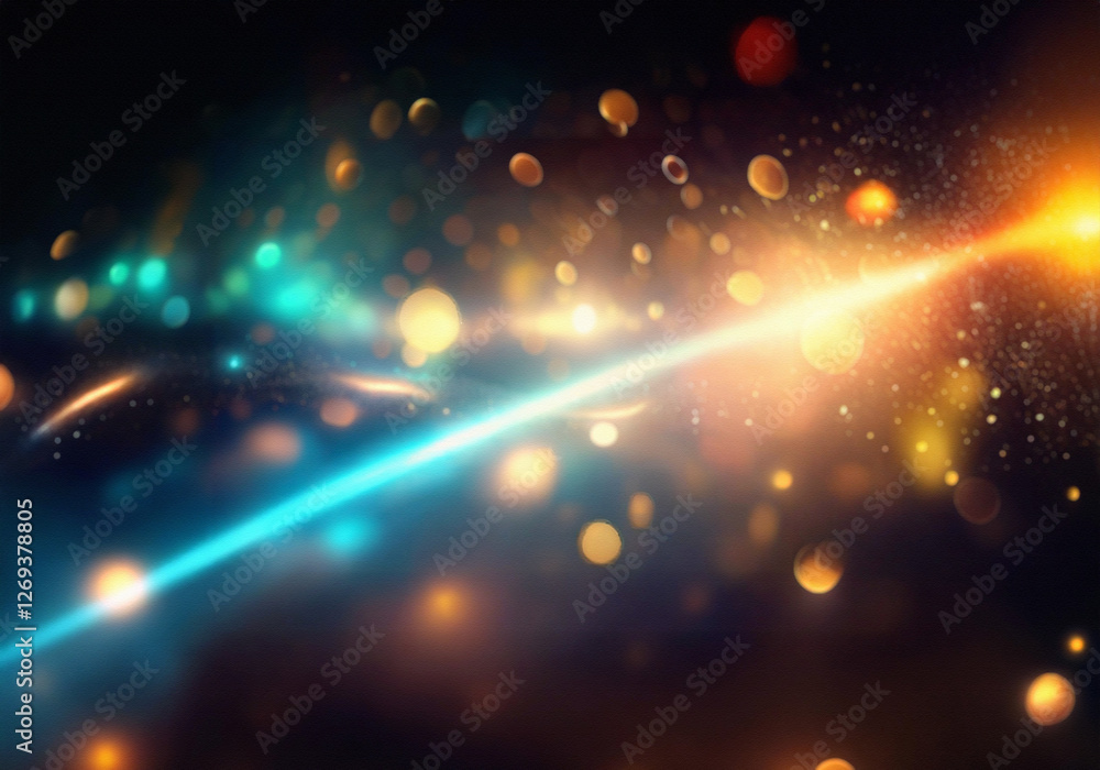 Aufkleber Abstract background with bokeh lights in warm and cool colors.