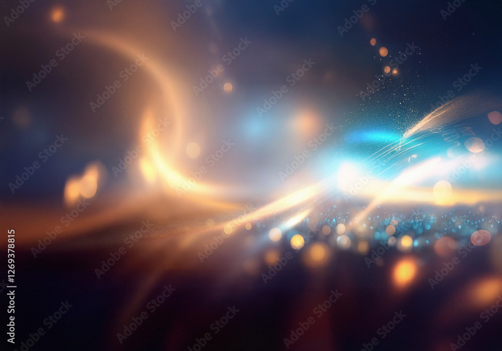Aufkleber a dark, abstract background featuring a golden wave-like pattern with a subtle, blue-toned glow.