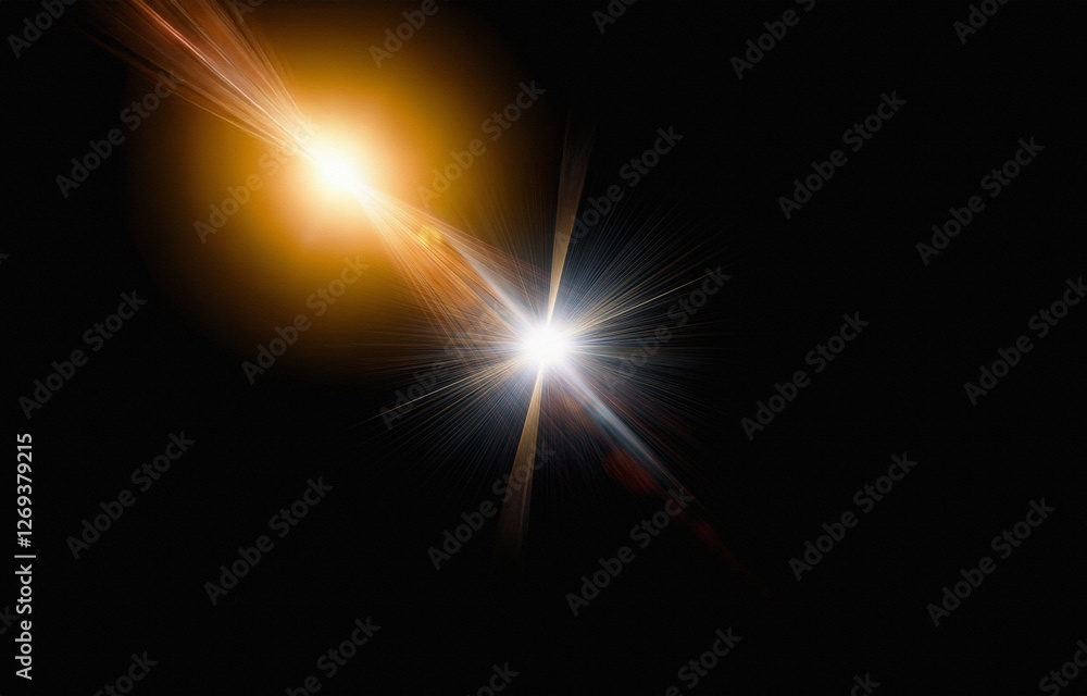 Poster a white light with golden rays emanating from a central point against a black background.