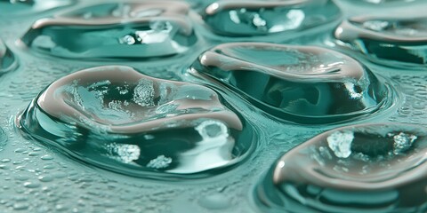 Abstract Teal Glass Texture Close up Macro Shot of Smooth Wavy and Reflective Surface