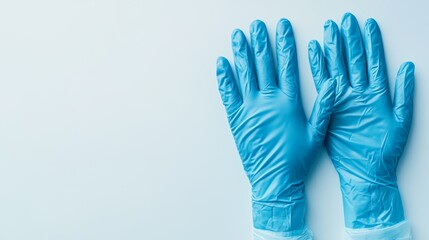 Obraz premium Surgical Gloves in Vibrant Blue on Clean White Background for Medical Use