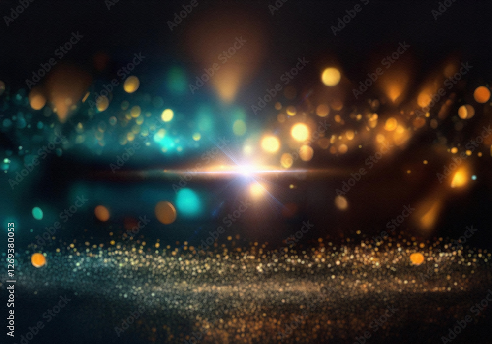 Poster Abstract background with defocused lights and shimmering sparkles.