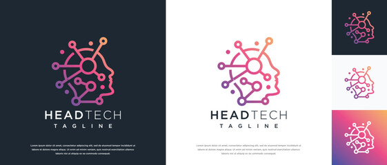 artificial intelligence human head logo design template. human head logo icon, mind, logo for tech company