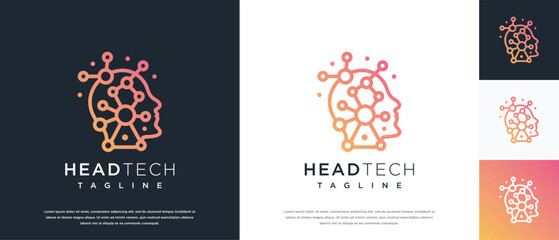artificial intelligence human head logo design template. human head logo icon, mind, logo for tech company