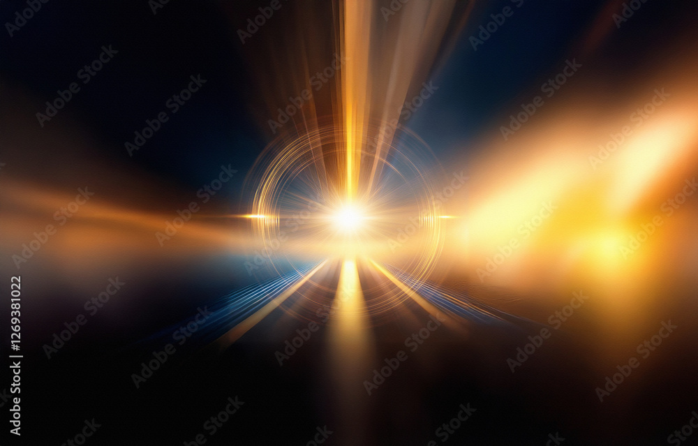 Poster abstract image with blurred lines and a bright light in the center.