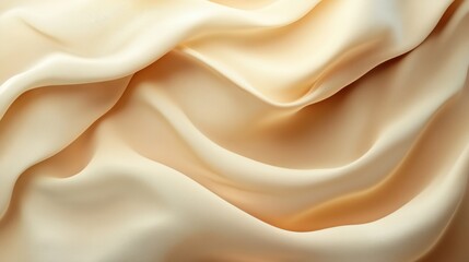 Obraz premium Soft and Elegant Cream Satin Fabric Draped Smoothly, Showcasing Subtle Texture and Flowing Curves for Stylish Backgrounds
