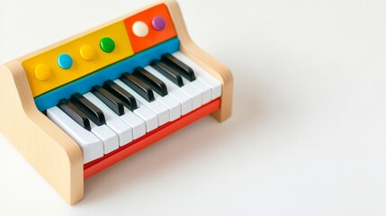 Toy Piano Mockup on White Background with Colorful Keys