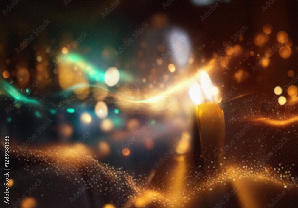 Poster Abstract background with a glowing wave and bokeh lights.