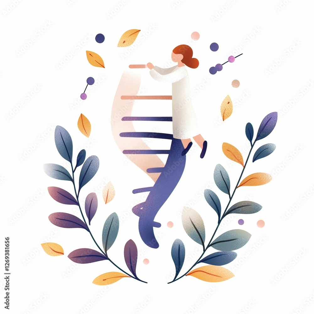 Poster exploring genome steps a biological illustration of dna structure science lab digital modern environ