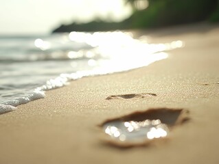 A serene beach exploration coastal shore nature photography sunny environment close-up view footprint story
