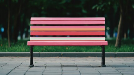 Transgender Day of Visibility concept. Peaceful park bench in a tranquil urban landscape with vibrant colors and modern design elements