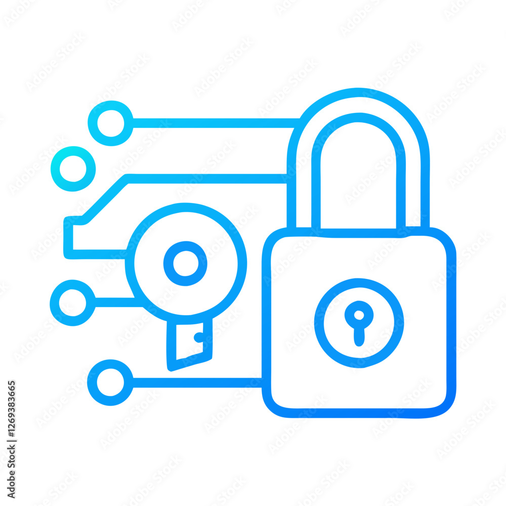Poster clean encryption icon vector - minimalist symbol for decentralized security privacy