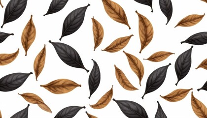 Elegant Design Featuring Black and Brown Leaves on a White Background for Stylish Decor and Modern Aesthetics