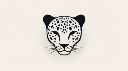 Serene cheetah head, wildlife art, minimalist design, nature background, logo template