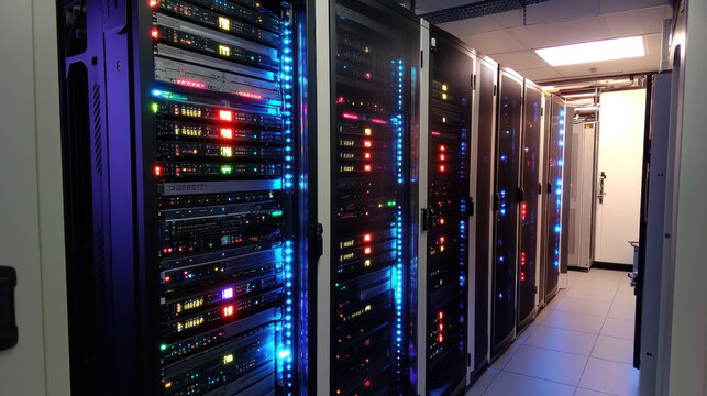 Server room data center network infrastructure - Powered by Adobe