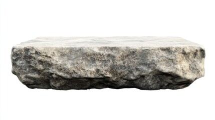 Rough grey stone slab isolated on white, product display