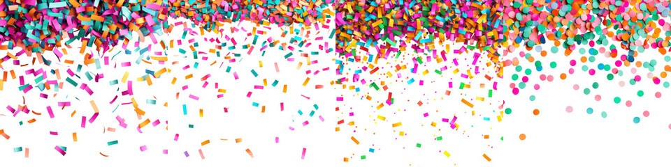 Multicolored confetti explosion background for festive other joyful occasions  Vibrant dynamic and visually striking design with scattered and blurred confetti elements