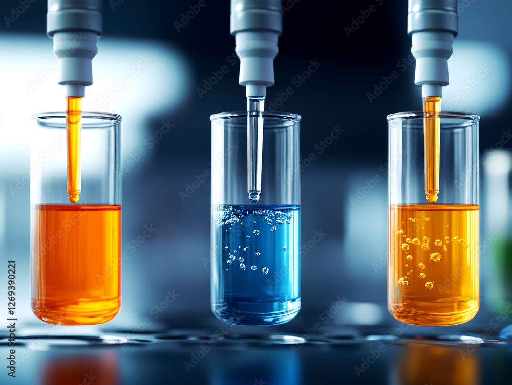 Aufkleber dynamic chemical reactions in a laboratory setting experimentation with colorful solutions scientifi