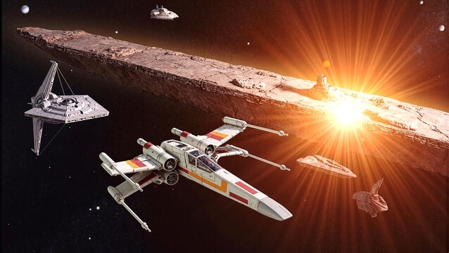 X Wing spaceship and space