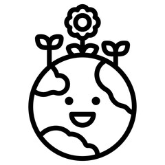지구와 꽃 아이콘