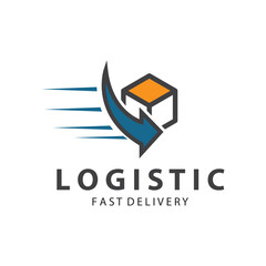 Logistic box logo  delivery logo  fast delivery template design and simple design