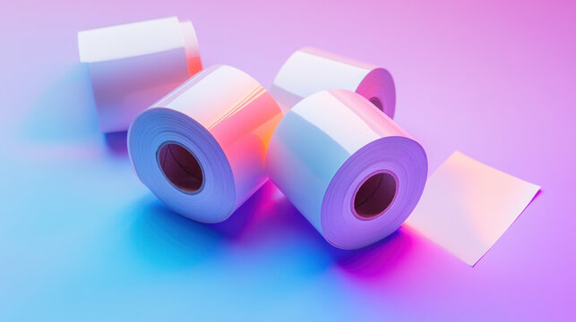 White label rolls on vibrant surface