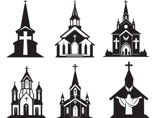 Church Silhouettes Vector