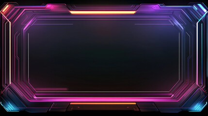 Obraz premium 光るネオンラインが印象的な未来的デザインのデジタルフレーム。サイバーパンクな雰囲気。generative ai
