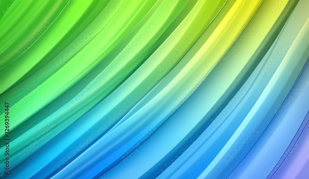 Poster abstract background with dynamic curved lines in shades of green, blue, and yellow. the image featur